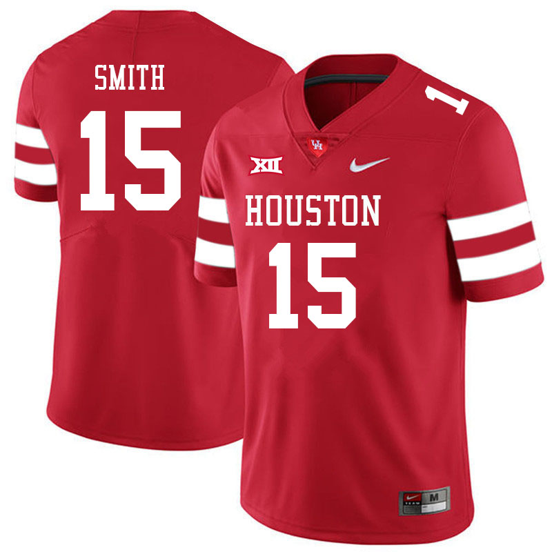 Men #15 Donovan Smith Houston Cougars College Big 12 Conference Football Jerseys Sale-Red